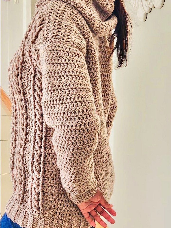 Crochet Hooded Sweater for women Written Pattern product image (2)