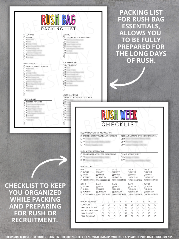 Sorority Rush Week Survival Kit, Sorority Recruitment Planner product image (3)