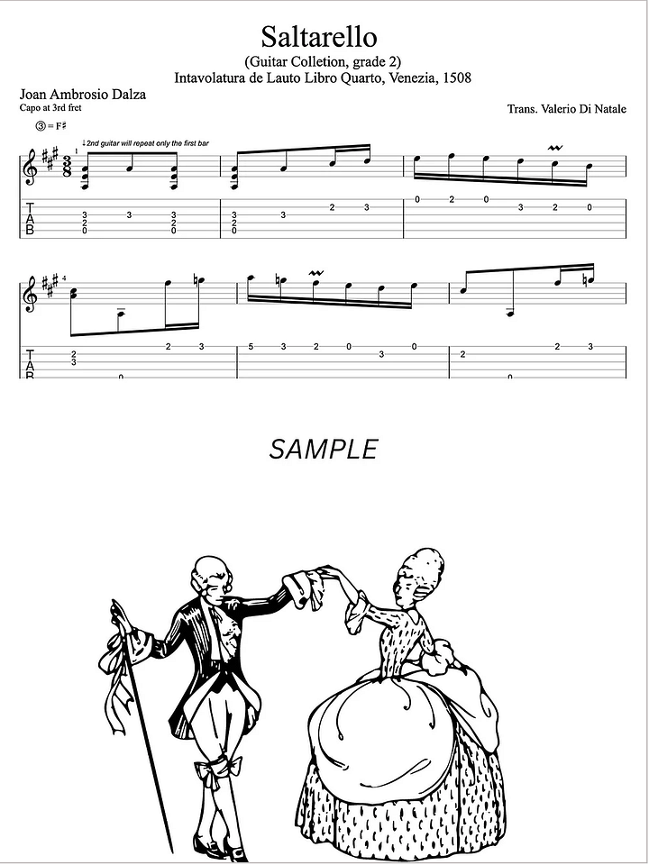 Saltarello and Piva by Joan Ambrosio Dalza - Guitar score product image (2)
