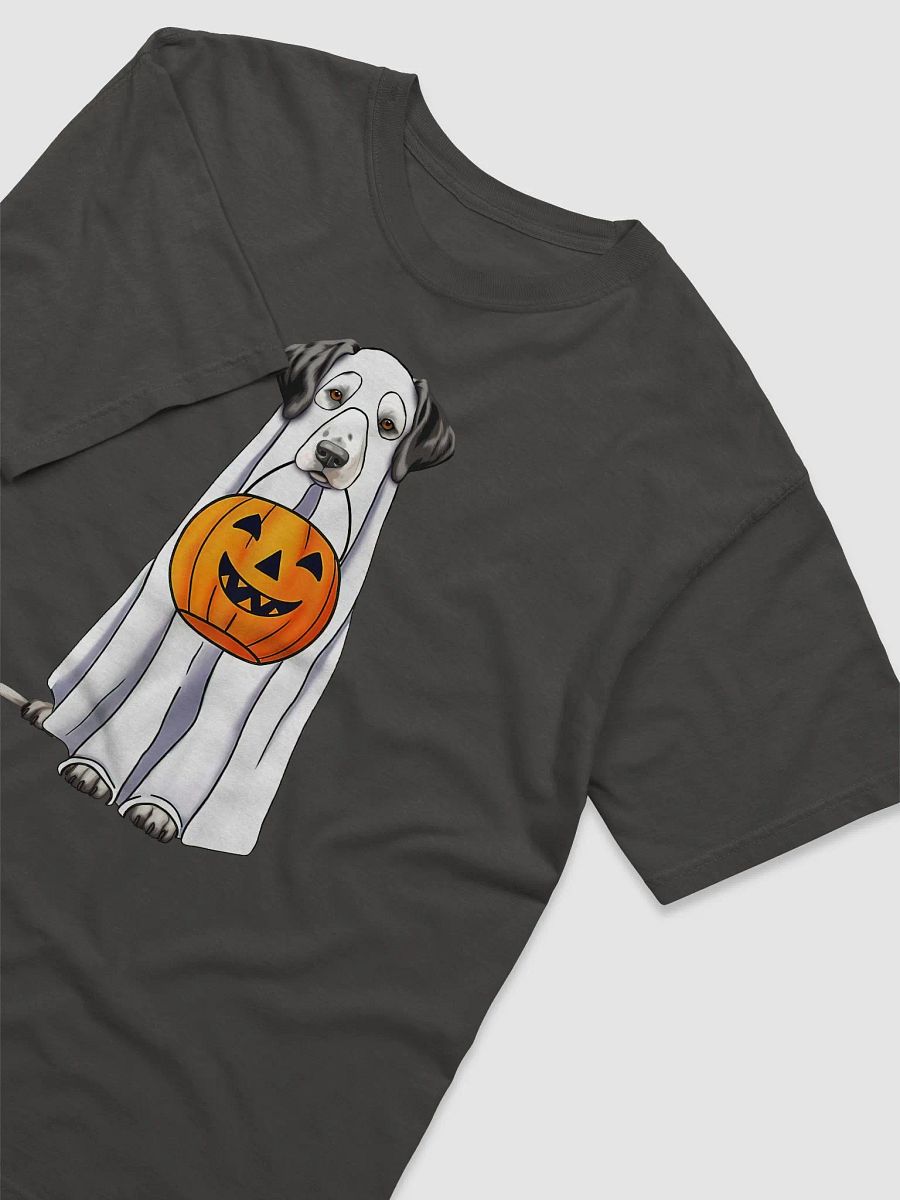Dalmatian Halloween Tee | Funny Halloween Dalmatian Wearing a Ghost Costume with Pumpkin Basket product image (8)