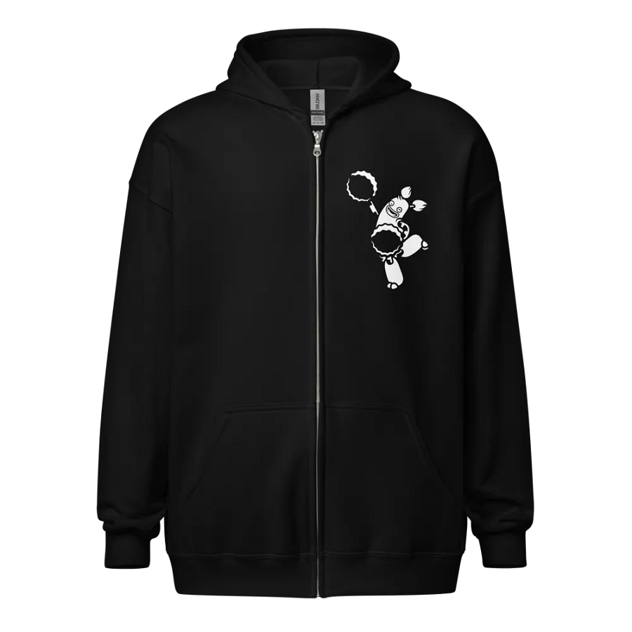 PomPom Single Color (White on Dark) Zip-up Hoodie product image (1)