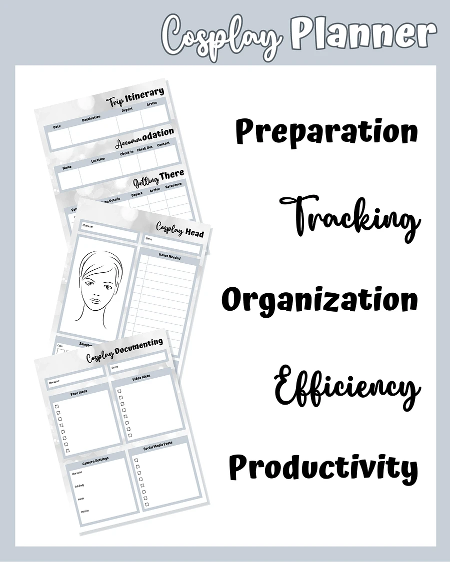 Grey Cosplay Planner Printable product image (4)