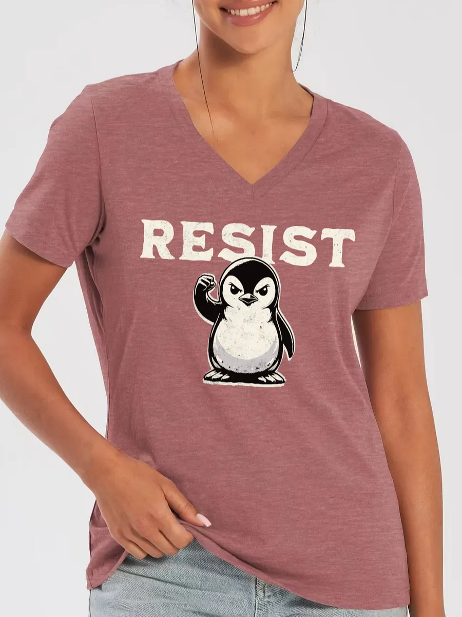 Resist Penguin V-Neck Tee product image (1)