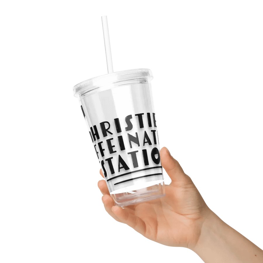 Clear Tumbler Cup with Lid & Straw - Black Text Logo product image (6)