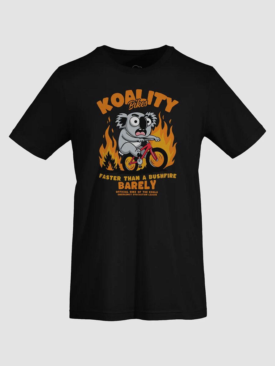 Funny Koala Bike Escape T-Shirt – “Faster Than a Bushfire (Barely)” Aussie Pun Cycling Tee product image (25)