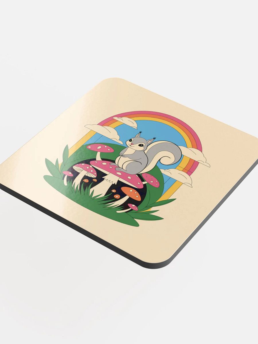 Durable HQ Coaster: 70s Pooky on a Mushroom. Pink product image (4)