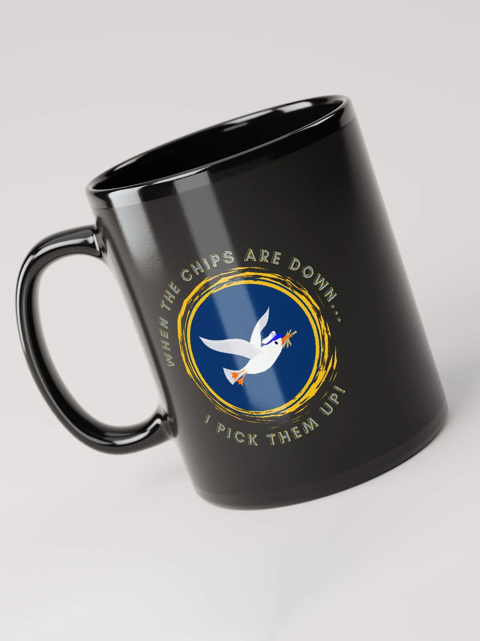 When the Chips are Down I Pick Them Up! Glossy Black Mug product image (6)