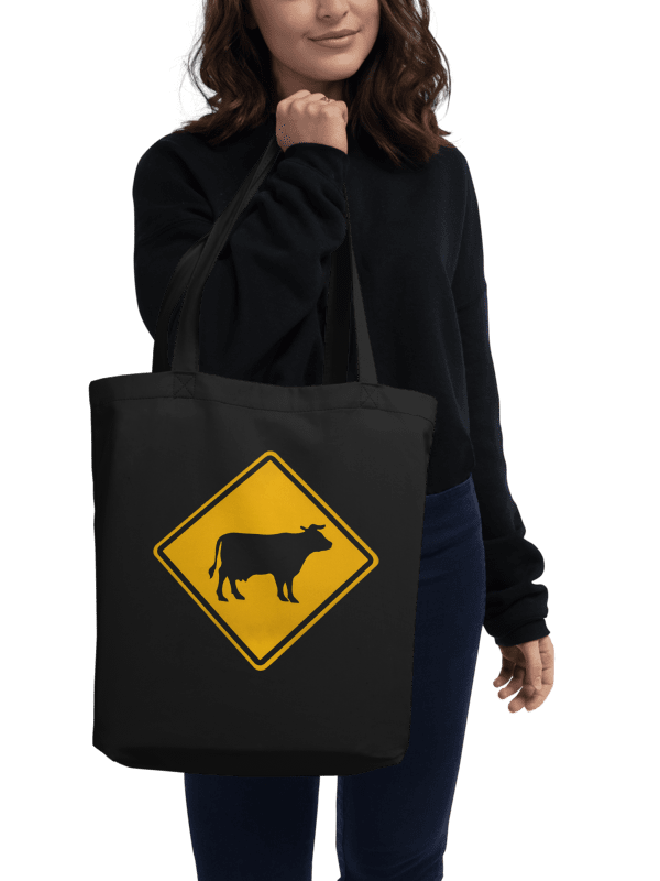 "Cow crossing sign" Black bag (medium size) product image (2)