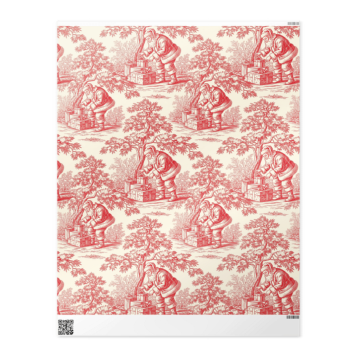 Vintage Kris Kringle Red toile chinoiserie Christmas Wrapping Paper product image (2)