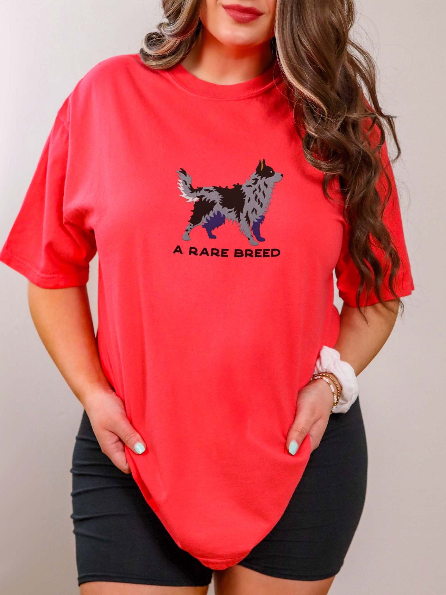 A Rare Breed T-Shirt(Embroidered) of a Hungarian Mudi(Blue Merle) product image (1)