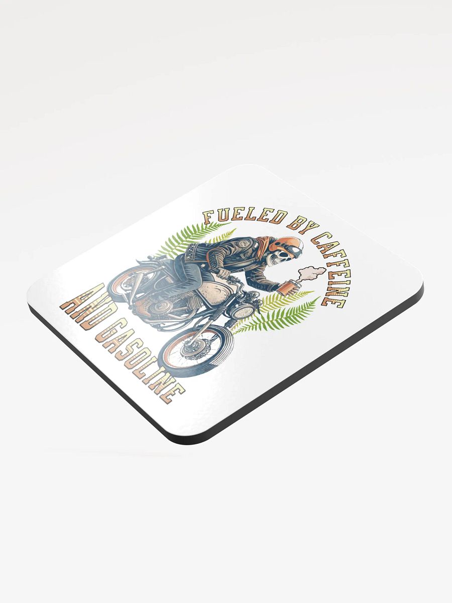 Fueled By Caffeine And Gasoline Skeleton Rider Cork Coaster product image (4)