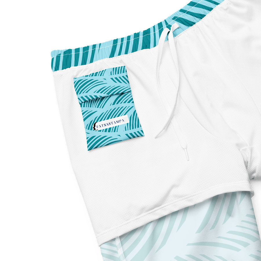 Teal Leaves All-Over Swim Trunks product image (6)