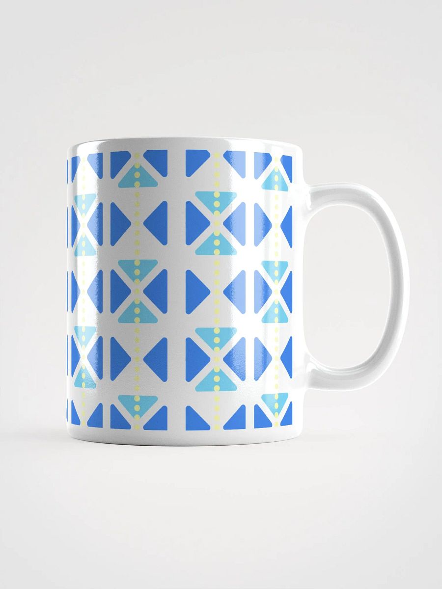 Blue Triangles And Yellow Dotted Lines White Mug product image (1)