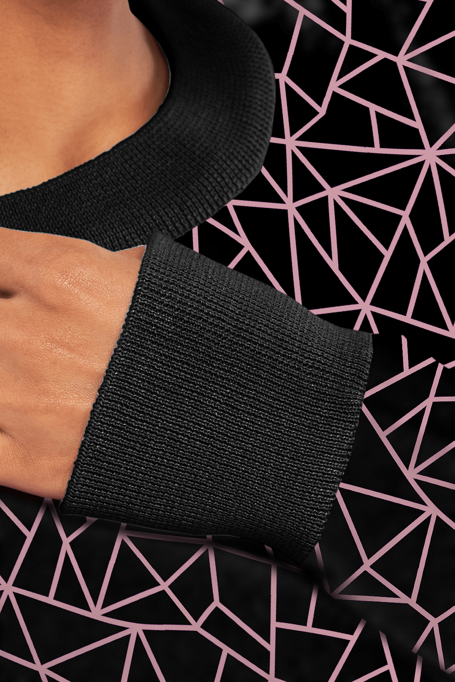 Pink Black Geometric Pattern Sweater product image (11)