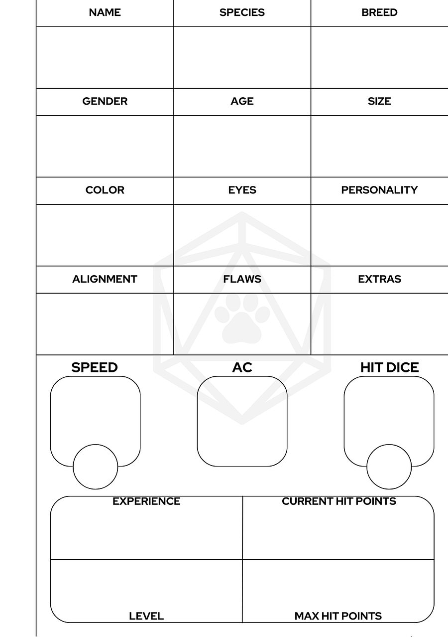 Simple A5-Sized Dungeons & Dragons Character Sheets product image (7)