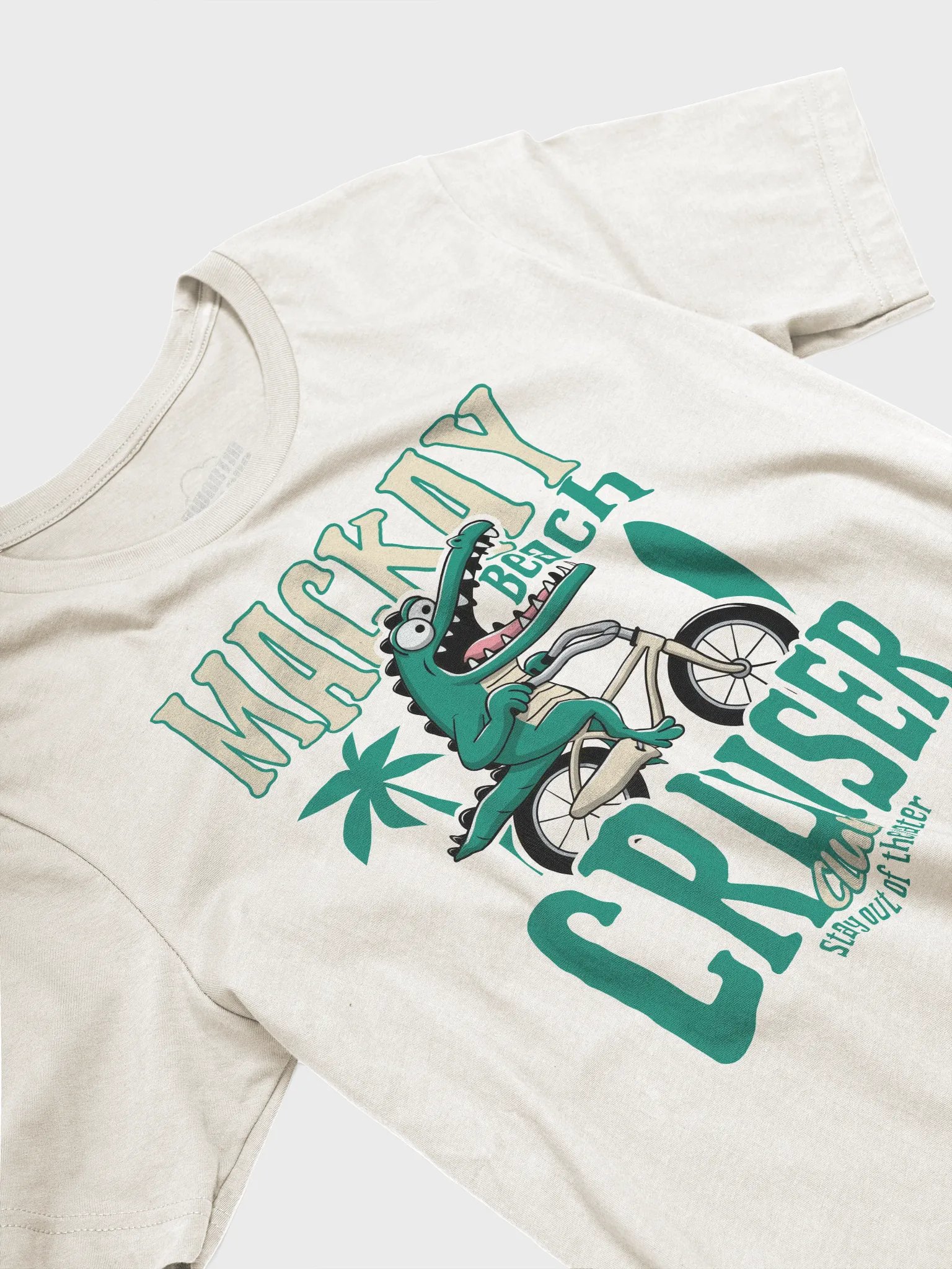 Mackay Beach Cruiser Crocodile T-Shirt – Funny Retro Bike Graphic Tee | Stay Out of the Water! product image (43)