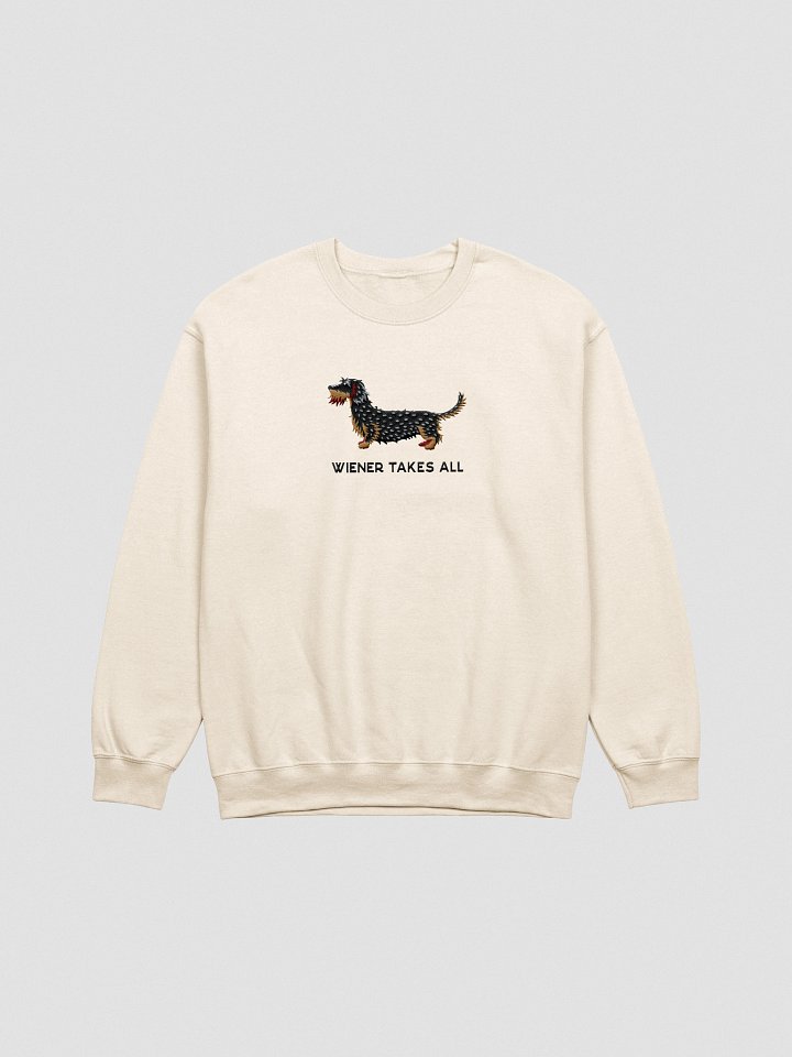 Wiener Takes All Sweatshirt (Embroidered) of a Wirehaired Dachshund(Salt & Pepper) product image (16)