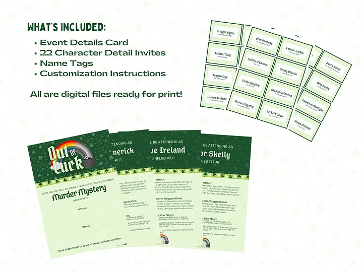 Out of Luck- A Festive St. Patrick's Day Murder Mystery - Invitations Add-On product image (2)