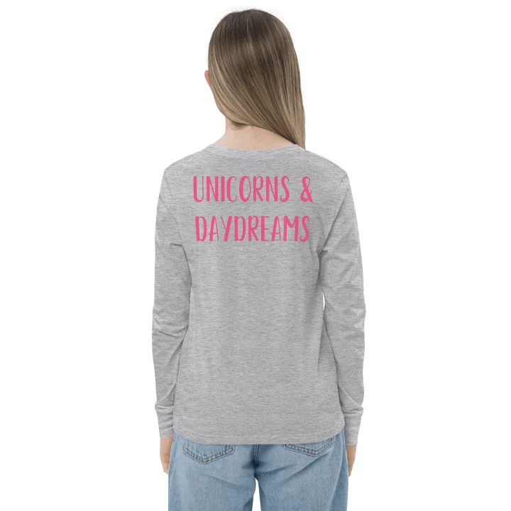 Rainbow Unicorn Youth Long Sleeve T-Shirt Front & Back Design product image (2)