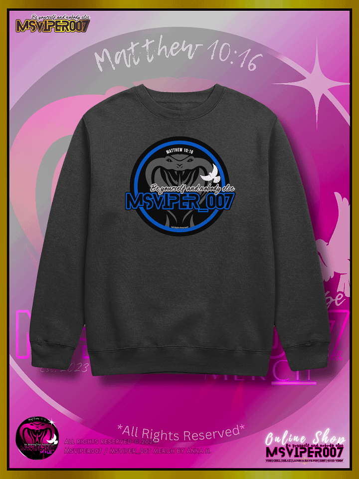 Sweatshirt - "MsViper_007™ Brand Classic" [blue/blk emblem] - Streetwear/Cozy Sweatshirt By Anna H. product image (1)