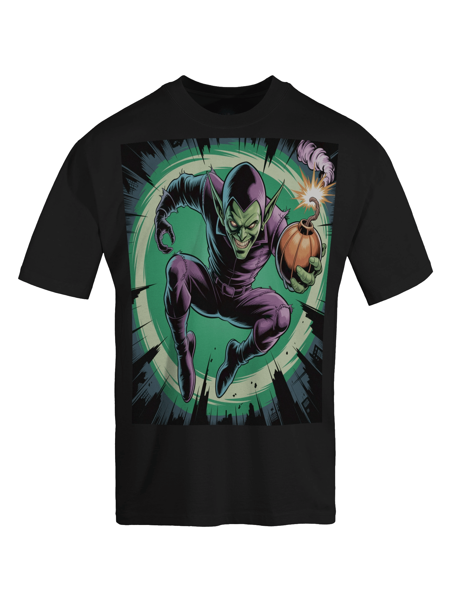 Green Goblin Pumpkin Blitz Oversized Faded T-Shirt – Goblin's Glider Gambit product image (1)