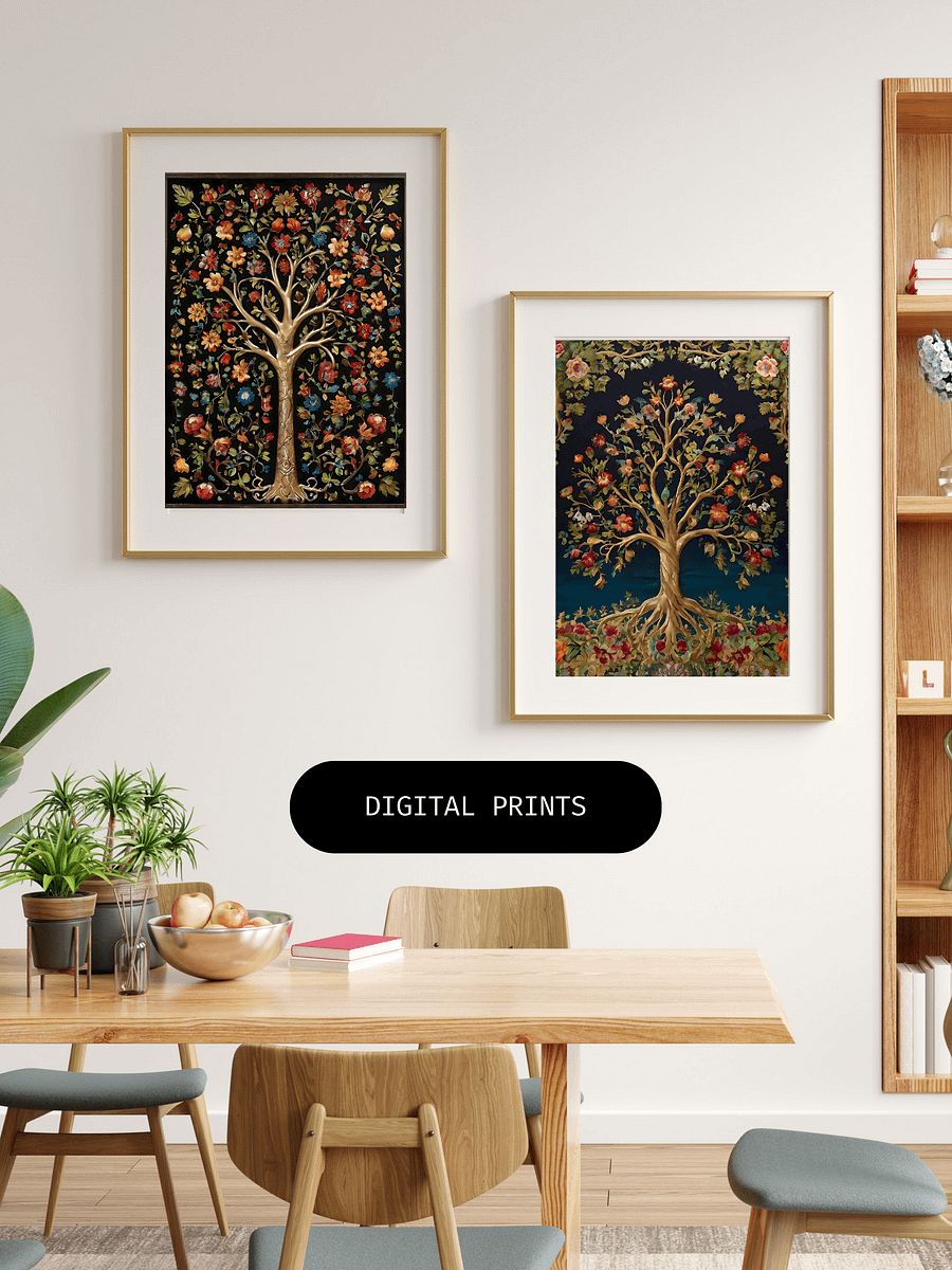 Indian Tree of Life Vintage Folk Art | Blossoming Tree | Floral Print Pichwai Painting | Bohemian Wall Art product image (5)