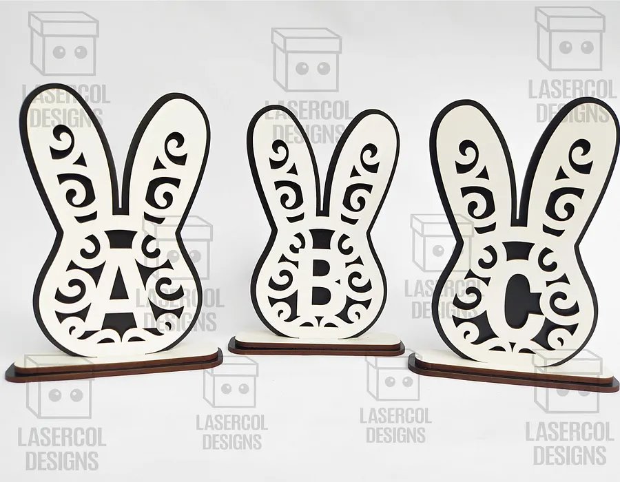 Easter Bunny Monogram Set 3 (3 Sizes) - Laser Cut Files product image (10)