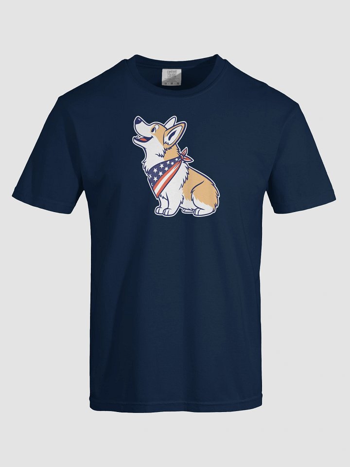 Cute Corgi Graphic T-Shirt, 4th of July, Patriotic Unisex Garment-Dyed Tee product image (1)