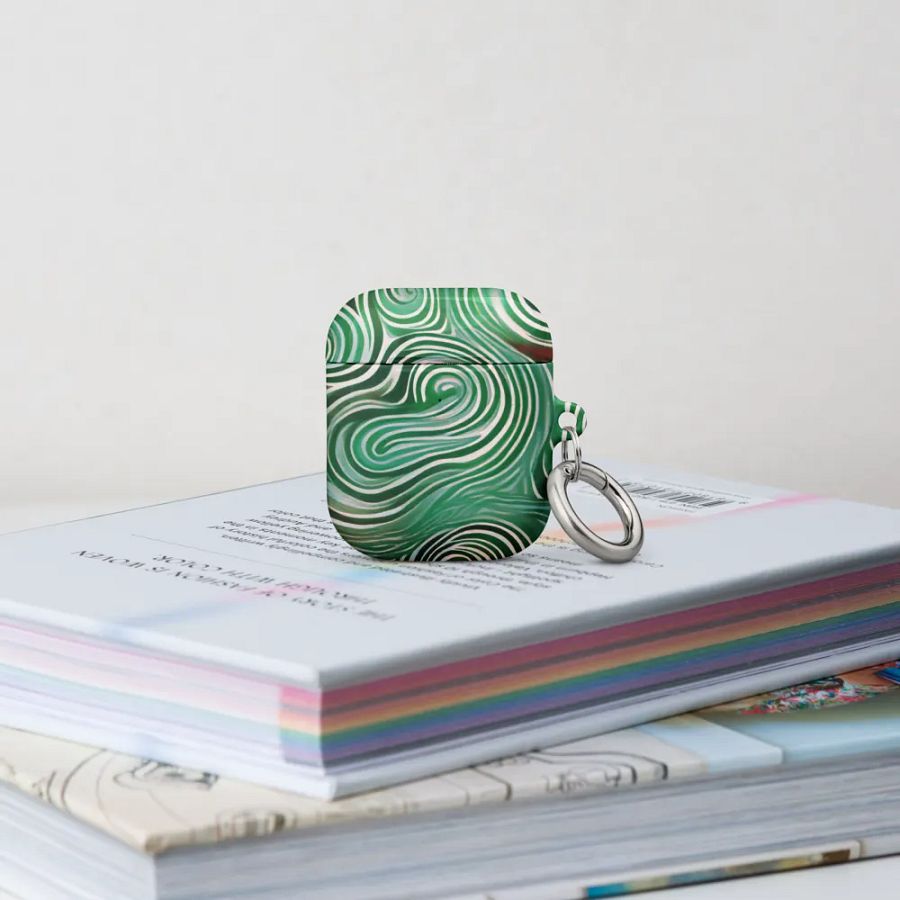 Funky Cool Green Liquid Tie-Dye Airpods Case product image (9)