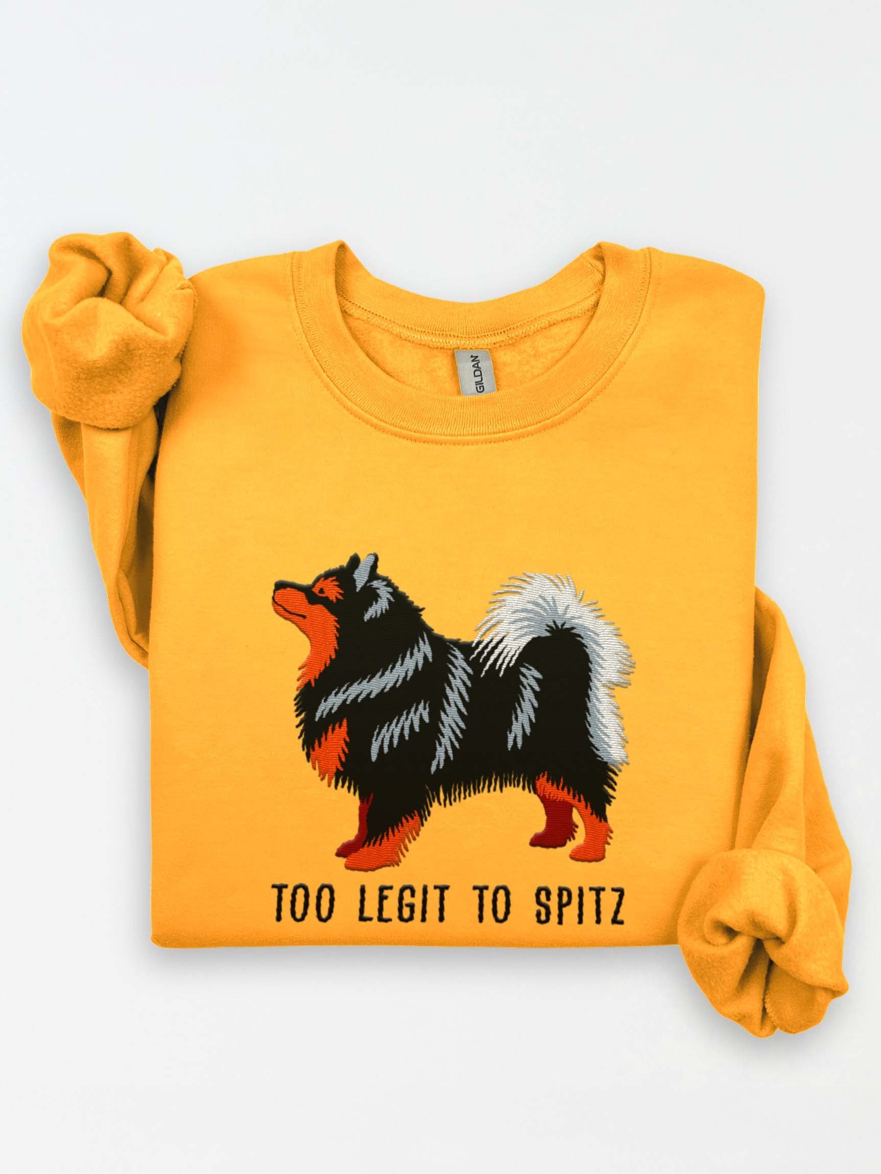 Too Legit to Spitz Sweatshirt (Embroidered) of a Finnish Lapphund(Black & Tan) product image (1)