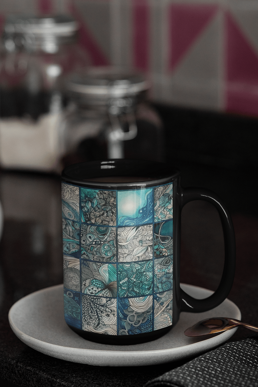 Aquatic Dreams Doodle Art Mug