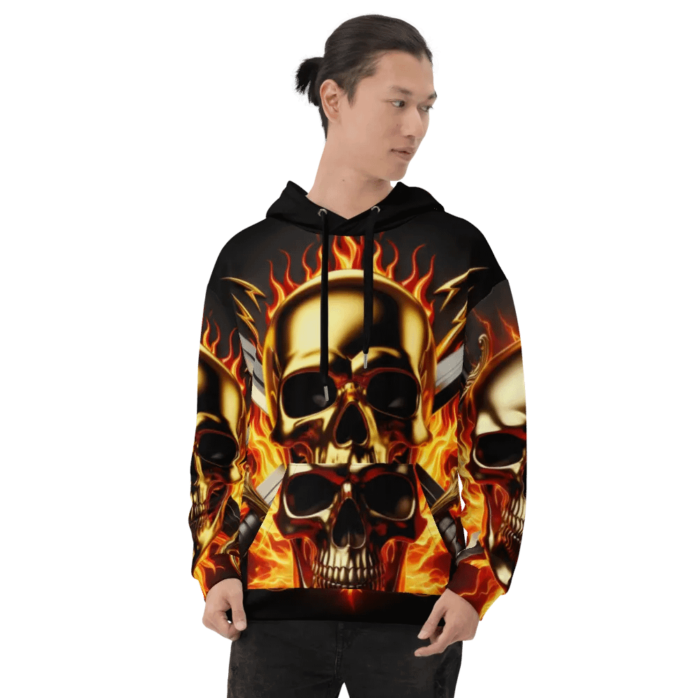 Golden Skull & Crossed Swords - Unisex Skull Hoodie #46 product image (8)