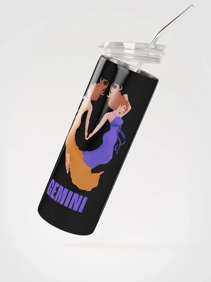Black Gemini Zodiac Stainless Steel Tumbler - Vibrant Gemini Girls Illustration product image (2)