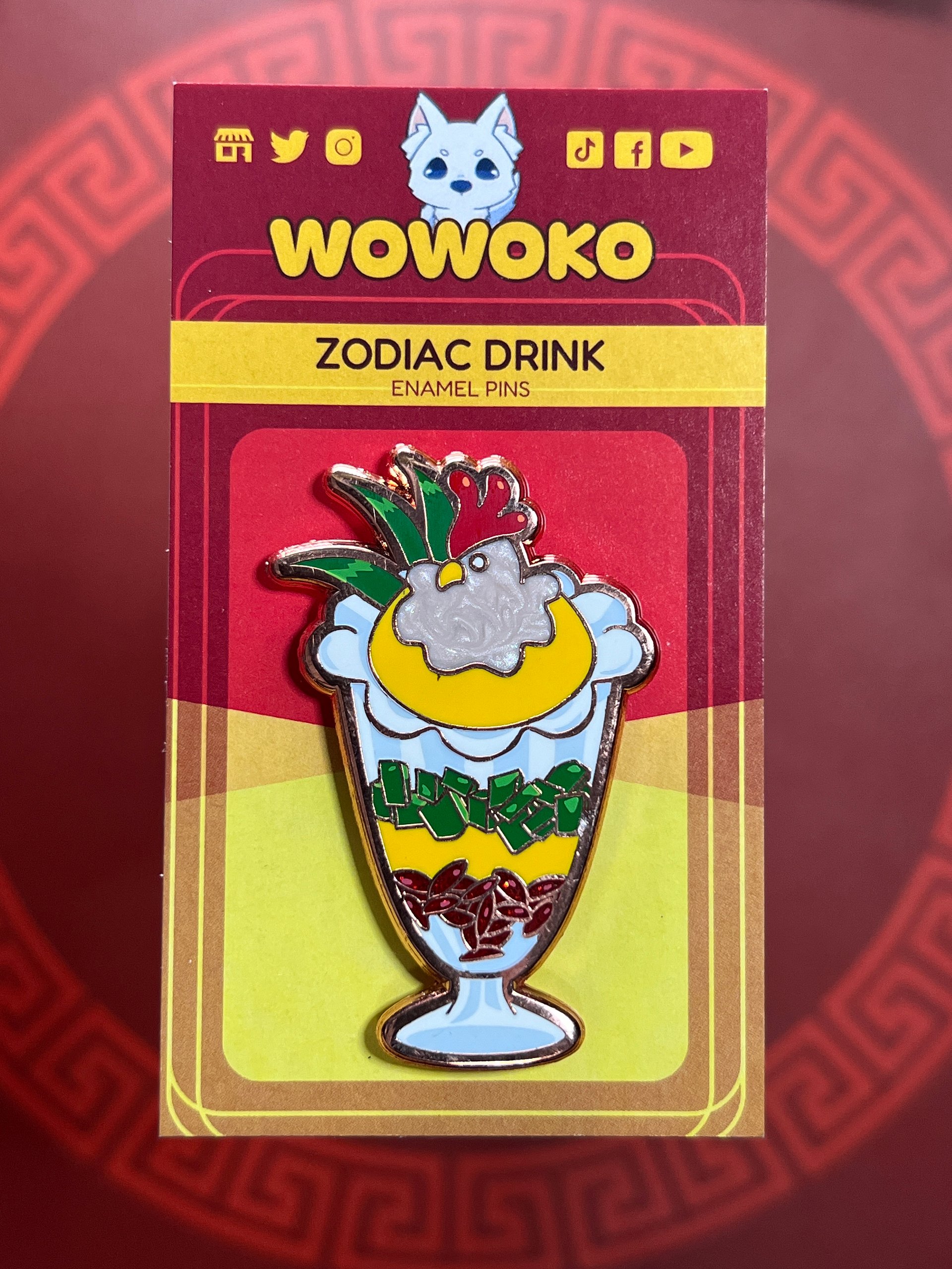 Enamel Pin - Zodiac Drinks - Three Color Rooster Dessert product image (1)