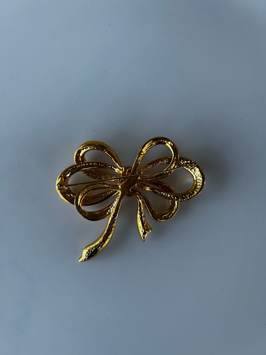Gold Tone Rhinestones Bow Brooch product image (4)