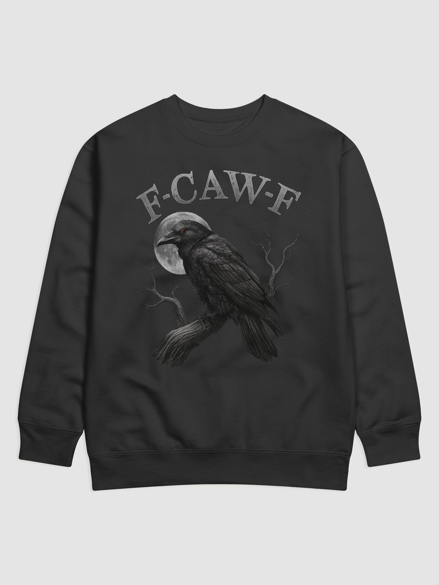 "F-CAW-F" Funny Crow Sweatshirt | Gothic Humor Black Bird Crewneck product image (1)