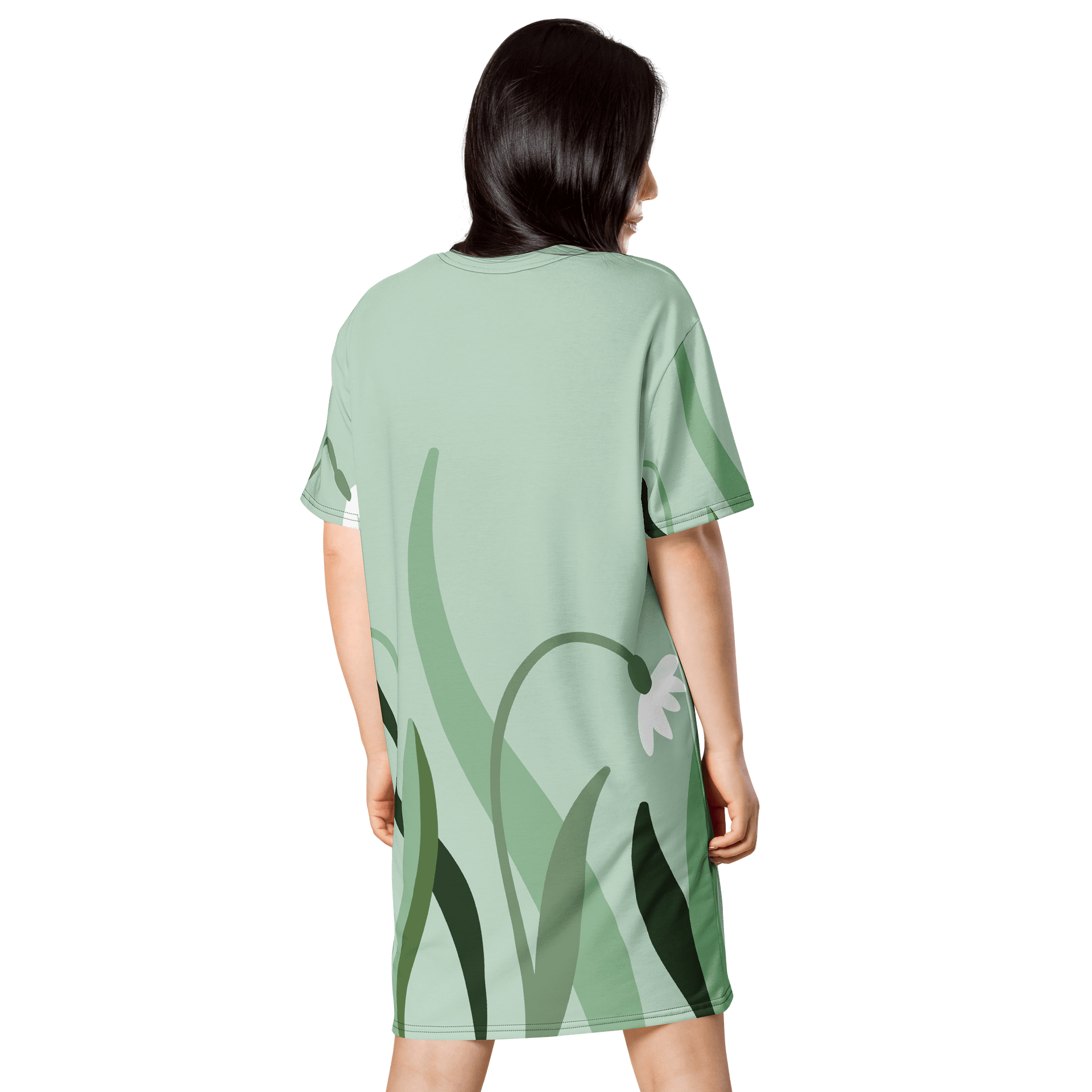 Elegant Green Leaf Oversized T-Shirt Dress - Exclusive TDSMUSIC Design product image (2)
