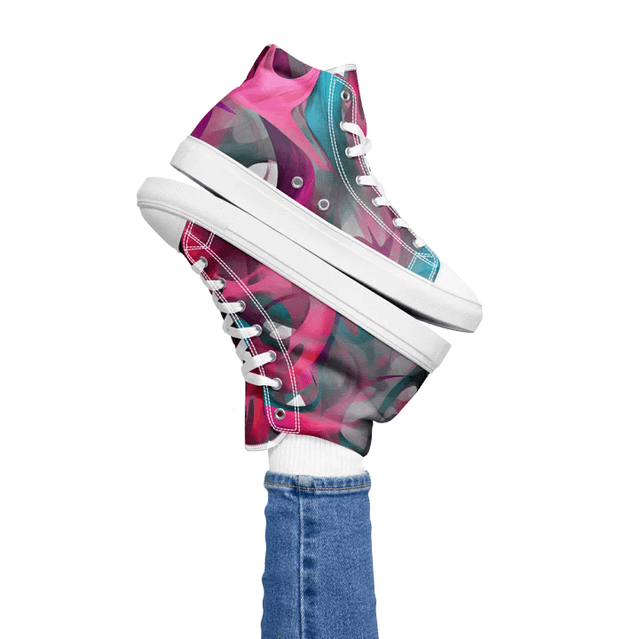 Womans Custom High Tops _ Calceonova Streetwear _ Abstract Graffiti Pink Turquoise product image (1)