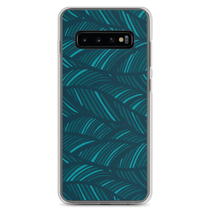 Turquoise Leaf Pattern Clear Samsung Case product image (2)