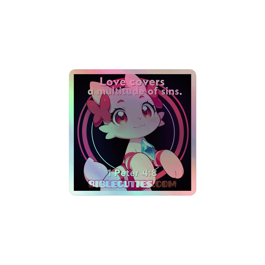 Bible Cuties Leah - Love covers a multitude of sins Holographic Sticker product image (1)
