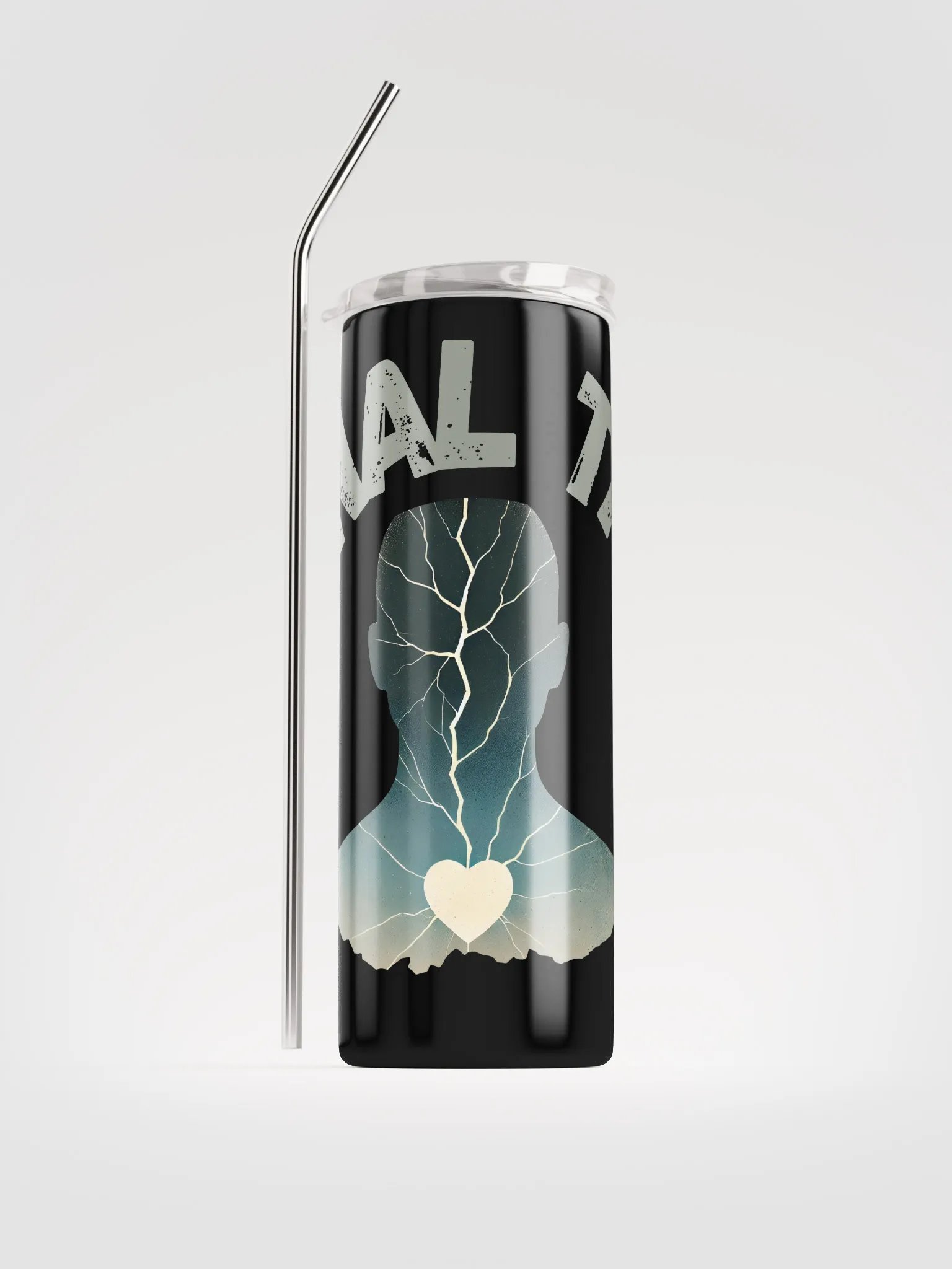 Stainless Steel Tumbler silhouette design and 'EMOTIONAL THUNDER' text. product image (1)