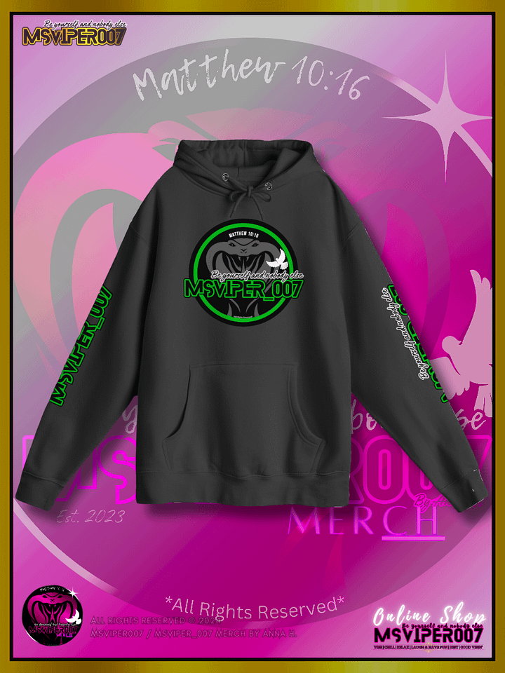 Hoodie - "MsViper_007™ Brand Classic" [green/blk emblem] - Streetwear/Active Hoodie By Anna H. product image (1)