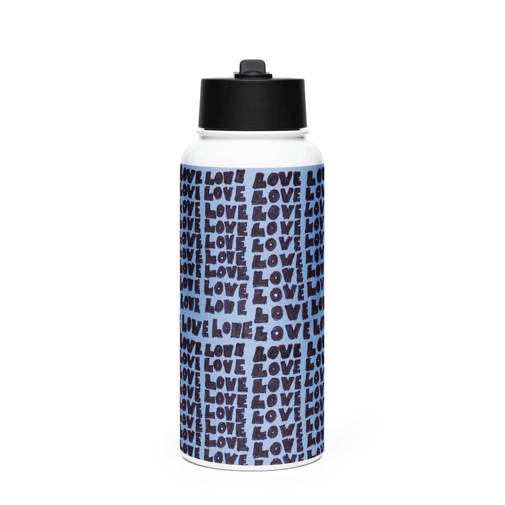 Love Stainless Steel Water Bottle with a Straw Lid in Blue product image (1)