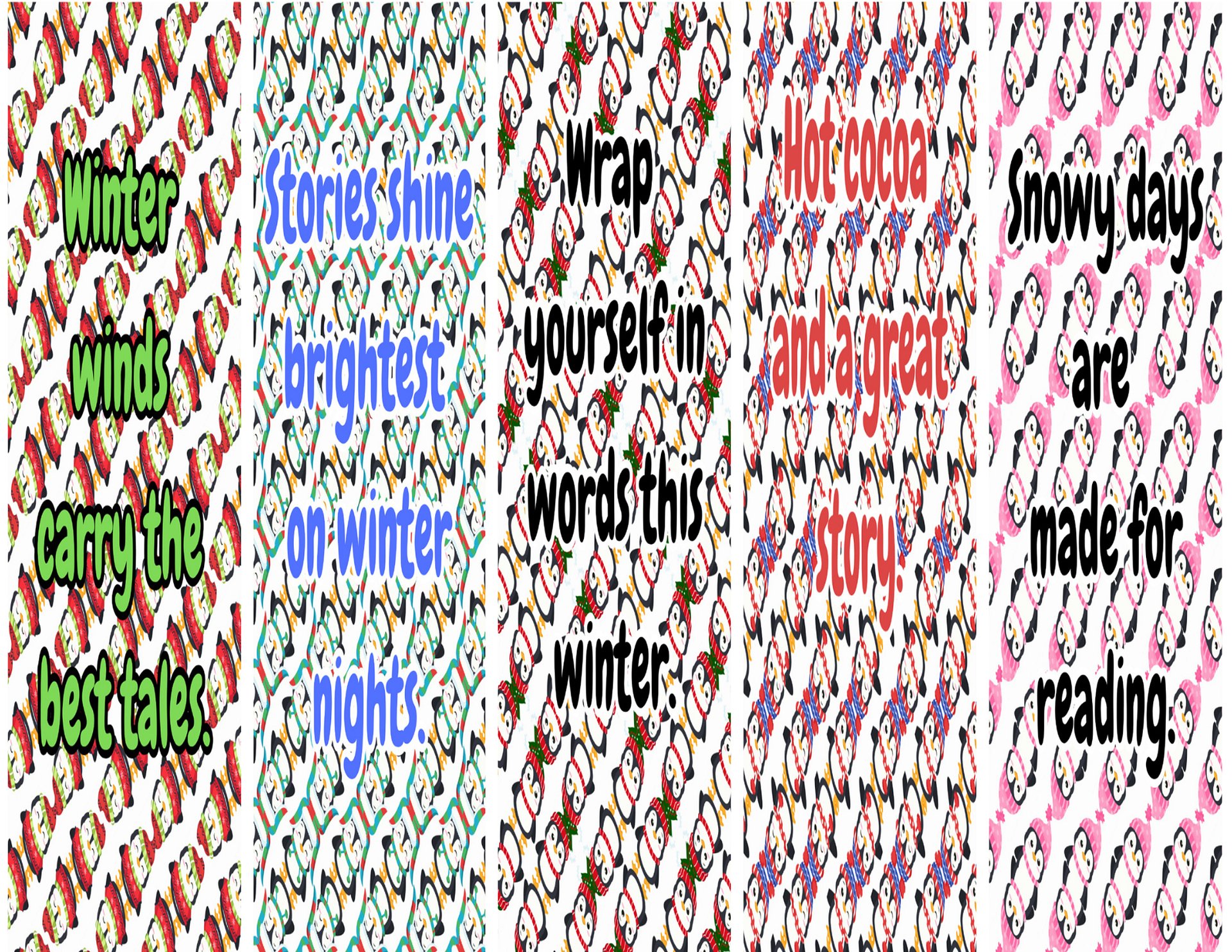 Colored Winter Themed Bookmarks with Patterns and Quotes product image (3)