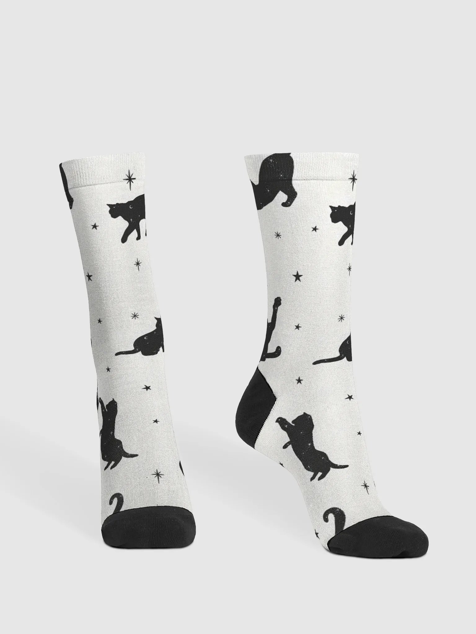 Starry Cats - White - Crew Socks product image (2)