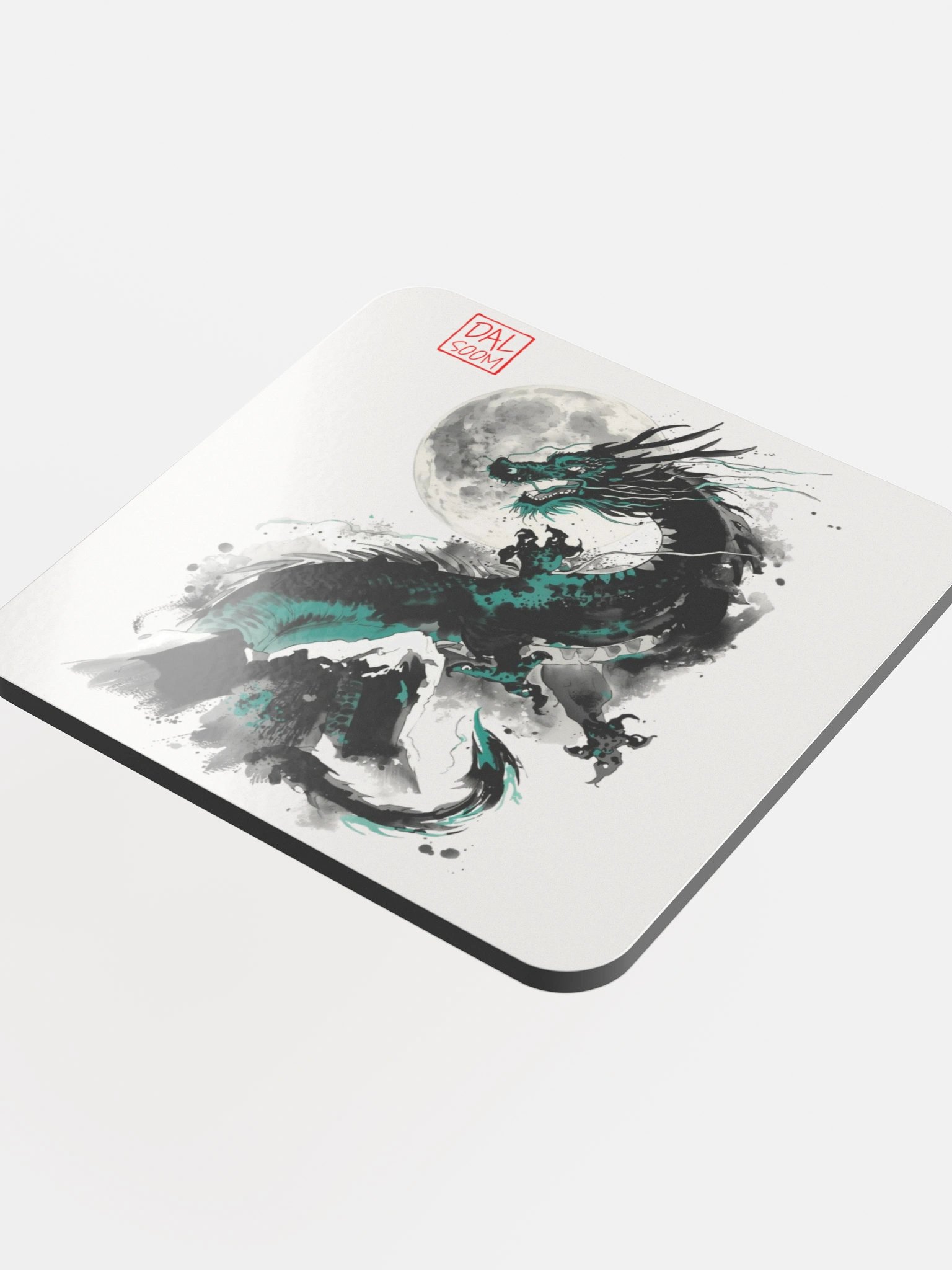 Moonlit Dragon Glossed Cork Coaster product image (1)