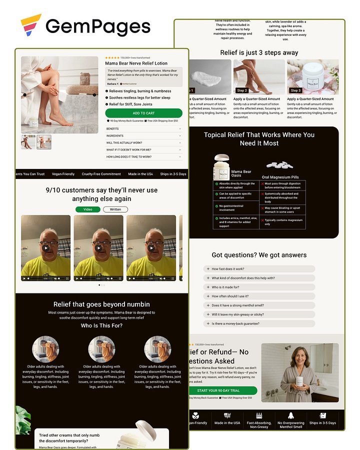 Nerve Relief Lotion Product Page | GemPages product image (1)