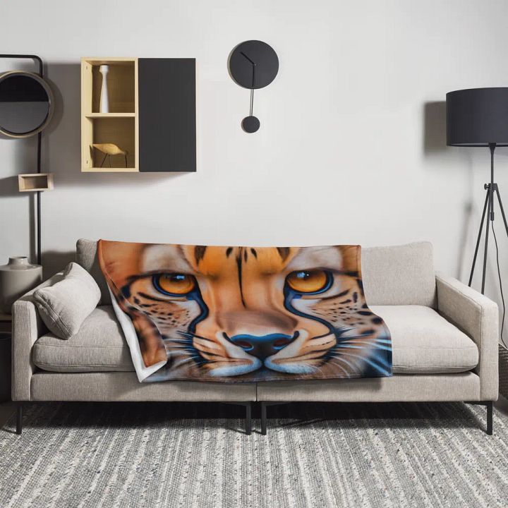 Big Cat Cheetah Face Throw Blanket product image (1)