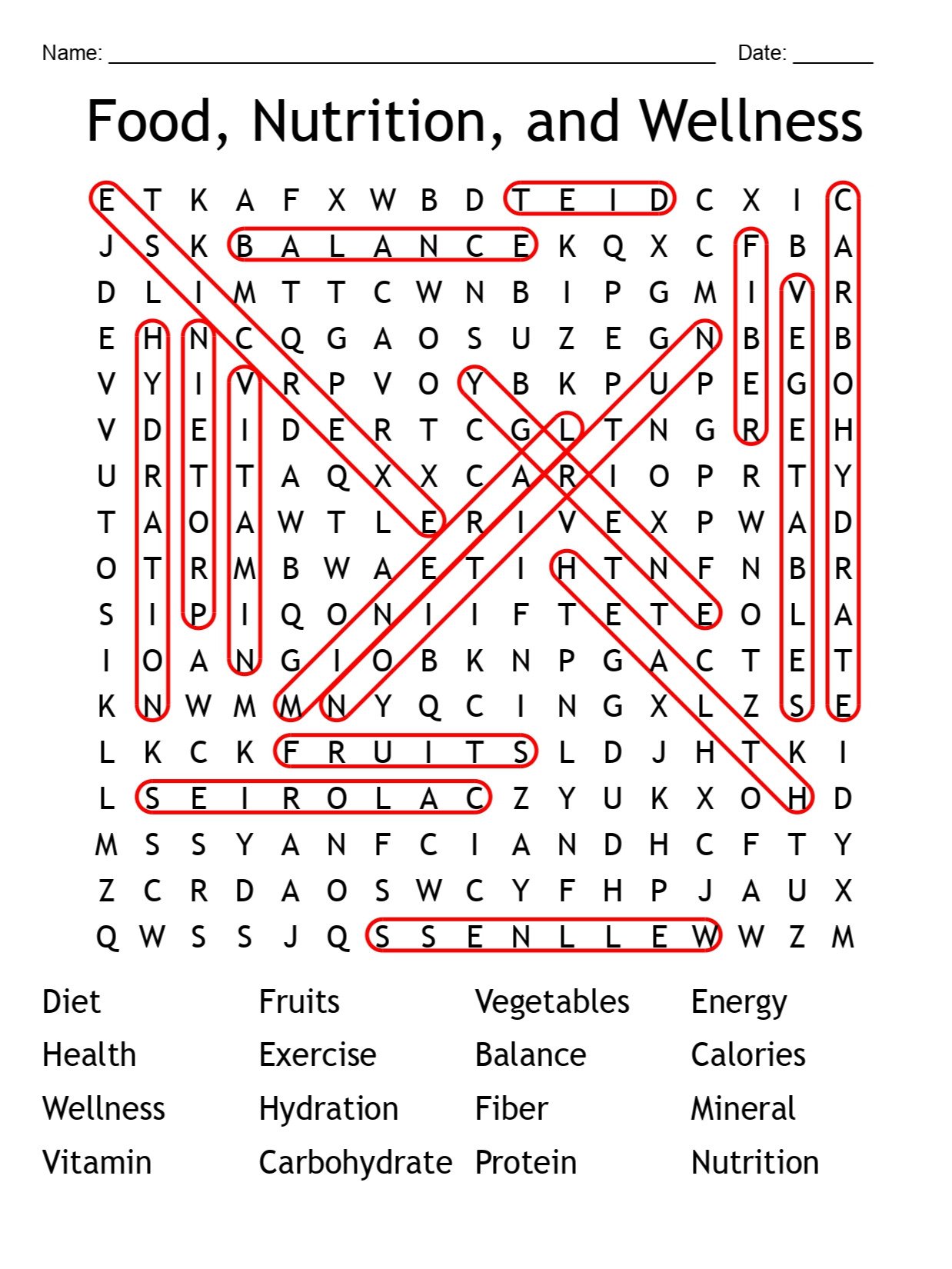 Food, Nutrition, and Wellness Word Search Puzzle product image (2)
