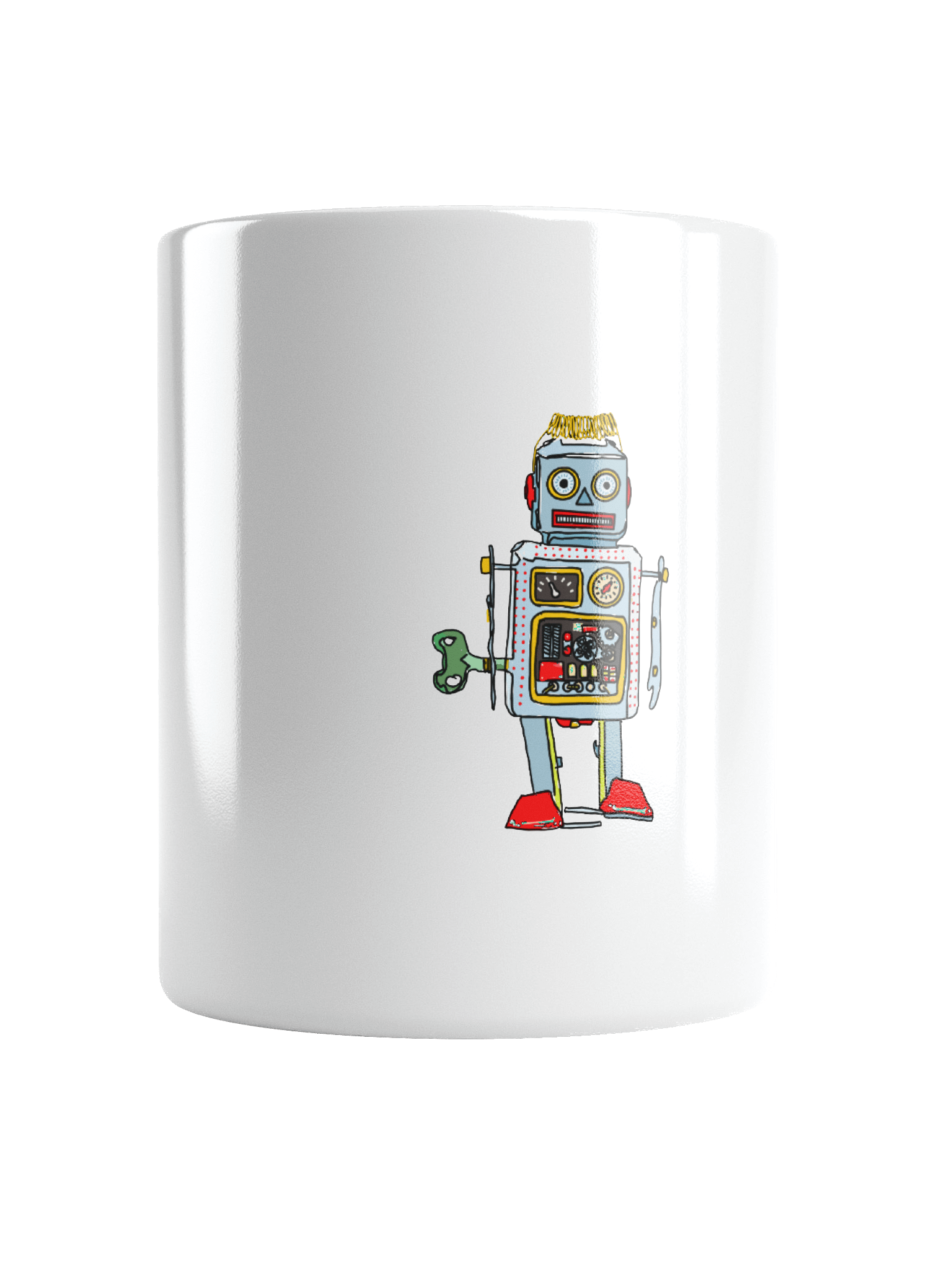 Retro Robot Joy Mug – White Ceramic product image (1)